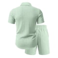 thumbnail image 5 of QSAWXQZ Men's Jacquard 2PC Button Down Set Lapel Short Sleeves Shirt Elastic Waist Shorts with Pockets Beach Outfit for Vacation M, 5 of 7