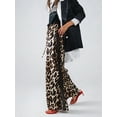thumbnail image 4 of Women'S Cheetah Print Wide Leg Baggy Pants Y2k Side Loose Streetwear Trousers Brown With Black S, 4 of 8