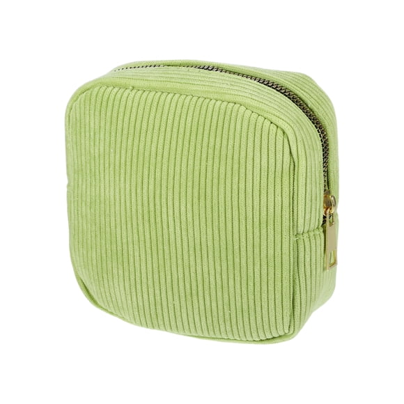 Bolsa de cosméticos portátil de color sólido para mujeres Unique Bargains para vacaciones, camping, gimnasio y viajes en corduroy verde