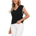 thumbnail image 4 of INSPIRE CHIC Women's Vest V Neck School Uniform Contrast Color Sleeveless Knit Pullover Tops L Black, 4 of 6
