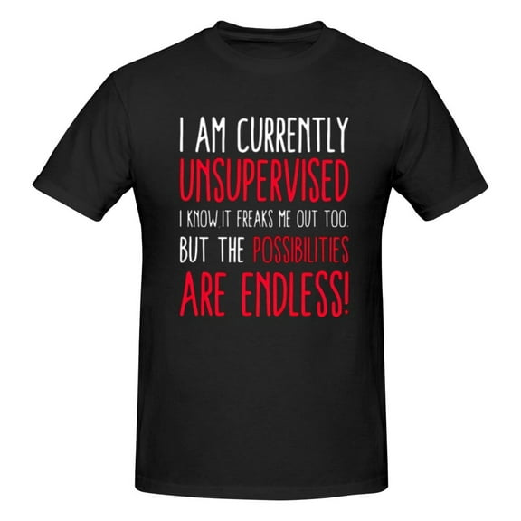 Men's Currently Unsupervised T-Shirt Premium 100% Cotton Short Sleeve T Shirt Tee Crew Neck Casual Tshirt,Black,XL
