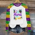 thumbnail image 4 of Felirenzacia Women's Carnival Crewneck Mardi Gras Long Sleeve Fleece Pullover Hoodie Top, Raglan Purple&Gold Party Mask Pattern Sweatshirt for Women, S-3XL, 4 of 6