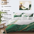 thumbnail image 4 of Green White Marble Bedding 3 Piece Duvet Cover Set Full Size, Nature Marble Crack Yellow Lines Art Soft Microfiber Comforter Cover with Zipper Closure & Pillowcases, FadeResistant Quilt Cover, 4 of 9
