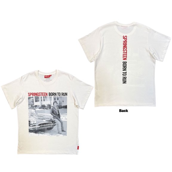 Bruce Springsteen Unisex Unplugged T-Shirt: Born To Run (White) (Back Print)