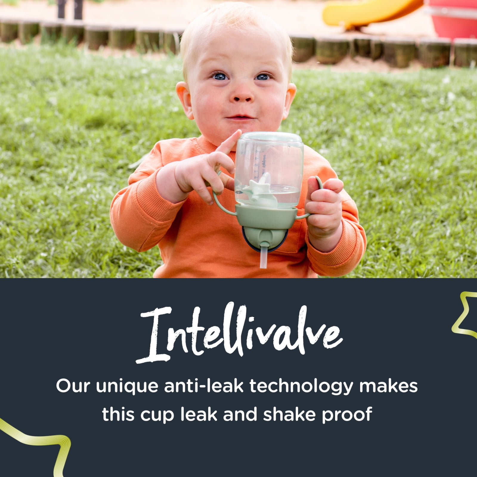 Tommee Tippee Starter Weighted Straw Baby & Toddler Cup, Spill-Proof, 6m+, 10oz, Green, 1-Pack
