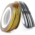 thumbnail image 2 of 10pcs Silver+10pcs Gold Striping Tape Line Nail Art Stickers DIY Design Decals Self Adhesive 3D Tips Manicure Tools Rolls, 2 of 4
