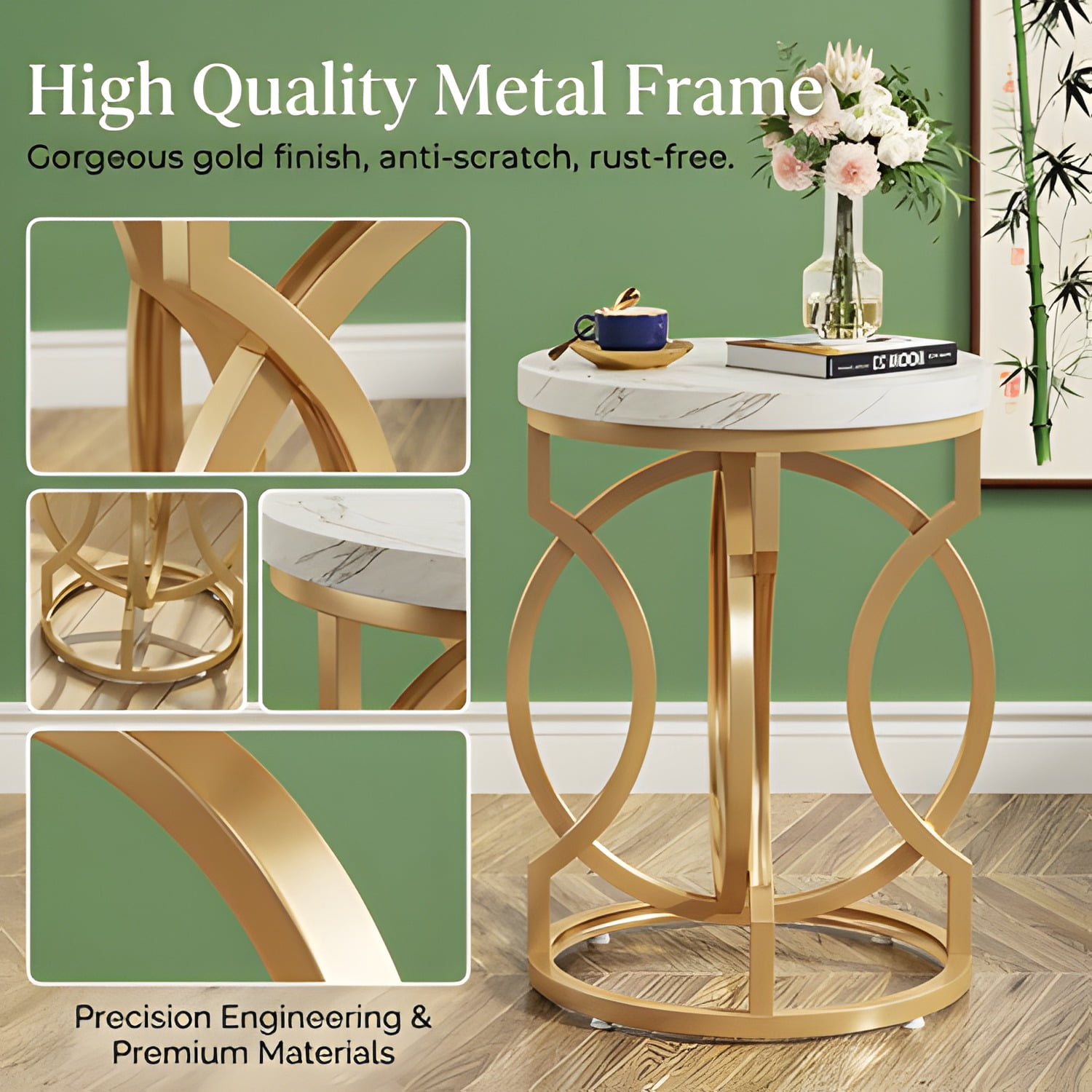 Narrow End Table, MDF Construction, Cross Fishtail Design for Living Room/Bedroom/Office as Side Table/Nightstand