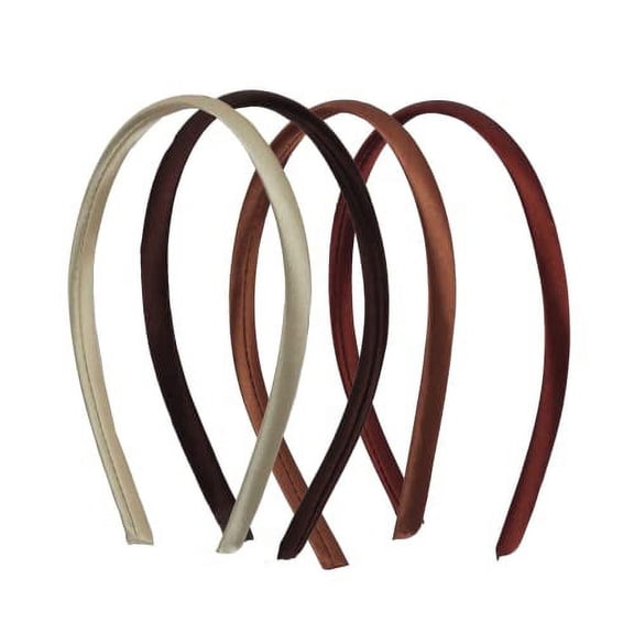 Motique Accessories Thin Headbands for Girls 3/8 inch Satin Headband - Browns