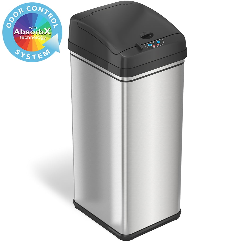 72L Large Stainless Steel 3 Compartment Waste Recycling Infra Red LED Sensor Bin 