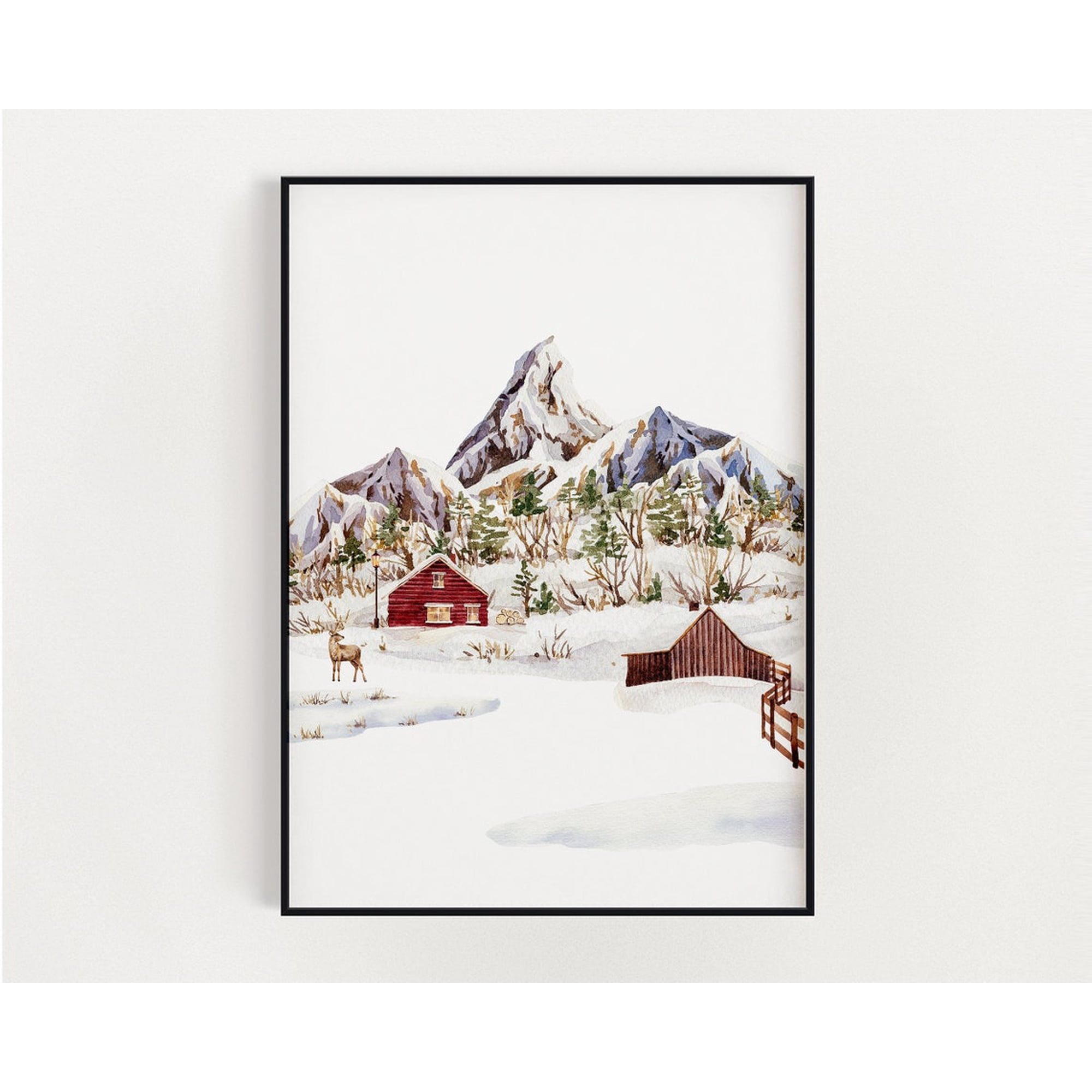 Christmas Wall Art Print Winter Landscape Festive Xmas Forest Seasonal Living Room And Home Decor