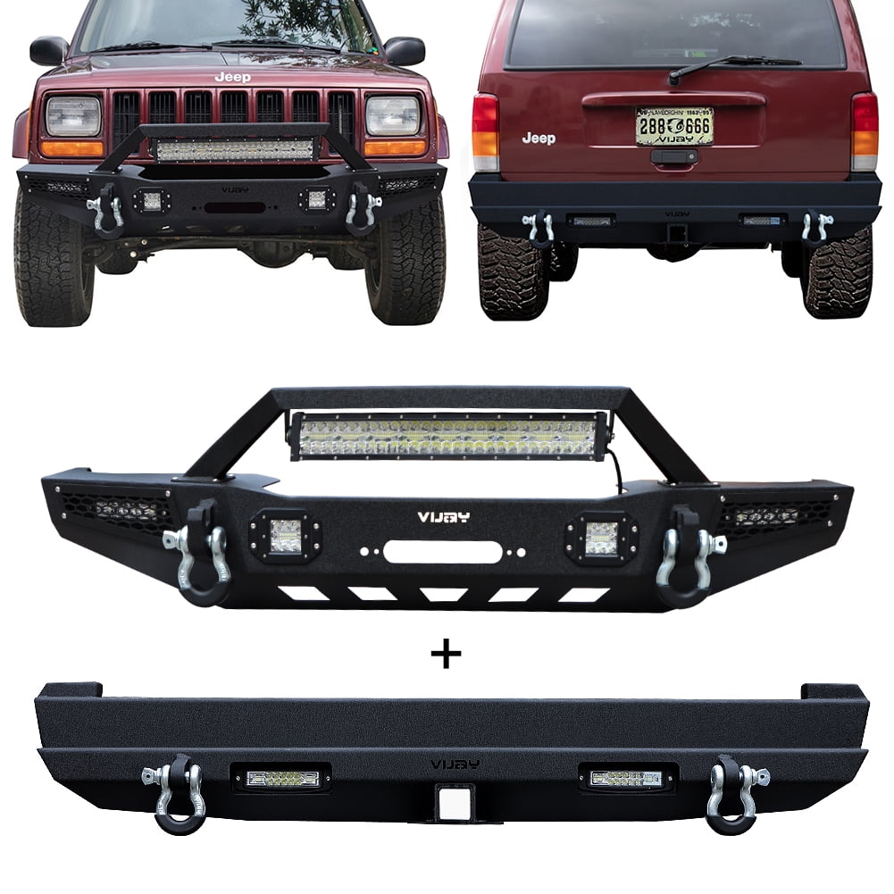 Vijay Front and Rear Bumpers Fits 19842001 Jeep Cherokee XJ with Winch
