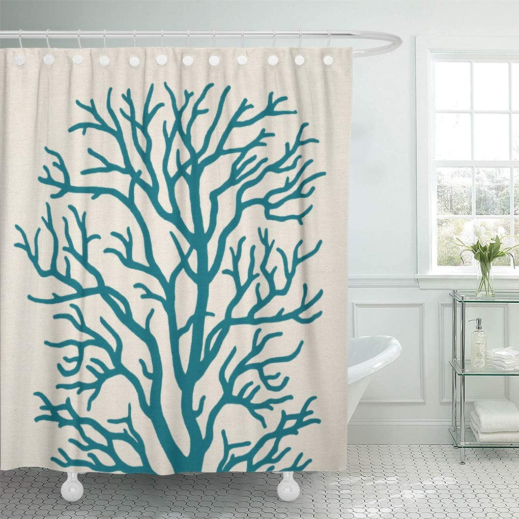 Cynlon Reef Coral Tree In Teal Branches Nautical Tropical Sea