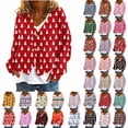 thumbnail image 6 of Dvprdro Christmas Sweaters for Women Plushy Button Front Holiday Sweater Soft Fuzzy Knit Long Sleeve Cable Knit Festive Coat, 6 of 6
