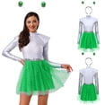 thumbnail image 2 of Aislor Womens Alien Space Cadet Rave Outfits Shiny Tulle Hem Dress with Headwear Green M, 2 of 7
