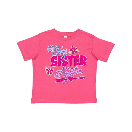 

Inktastic Big Sister Again with Flowers and Arrow Gift Toddler Toddler Girl T-Shirt