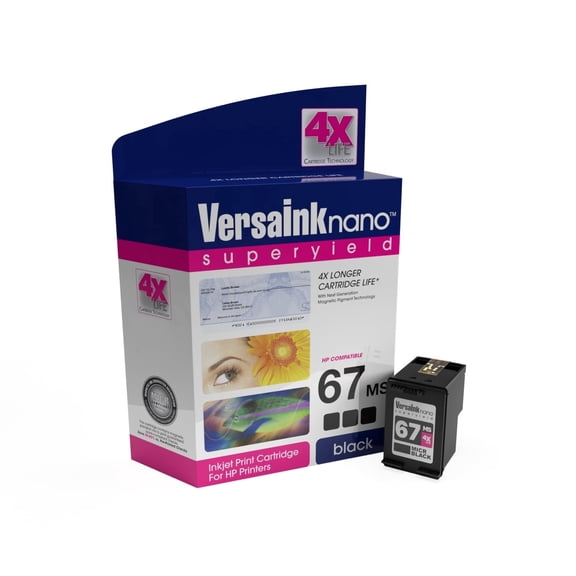 VersaInk-nano 67MS - Black  Ink Cartridge Compatible for HP 67