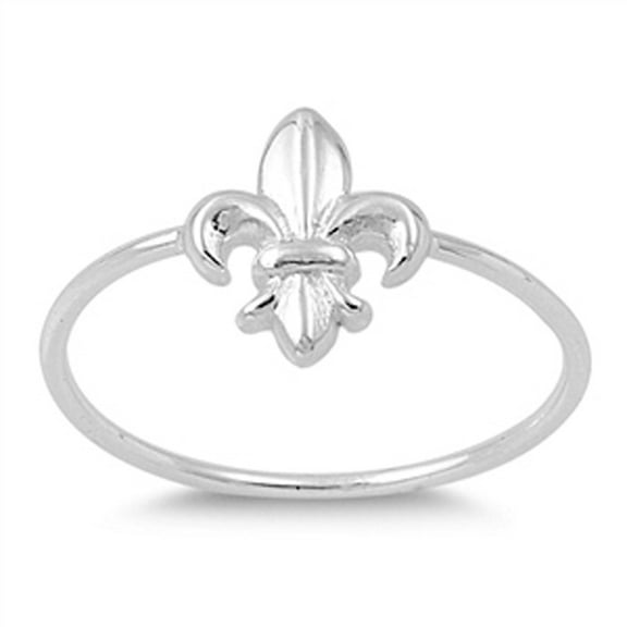 Fleur De Lis Promise Ring .925 Sterling Silver Thin Band Jewelry Female Male Unisex Size 2