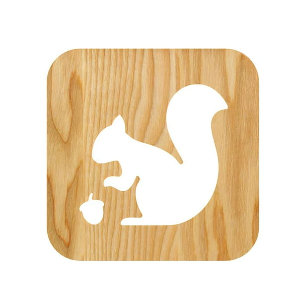 Lámpara De Noche De Ardilla Con Alimentación Usb, Lámpara De Noche Tallada Hueca, Lámpara Led De Madera Blanca Cálida Para Dormir Para El Hogar, Sala De Estar, Dormitorio, Habitación De Bebé Eigraketly HA017033-00