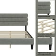 thumbnail image 4 of King Bed Frame with Elegant Headboard, Velvet Fabric Double Bed, 39.8 Inch High Sturdy Platform Bed with Slatted Frame and High Bed Foot, Light Gray, 4 of 8