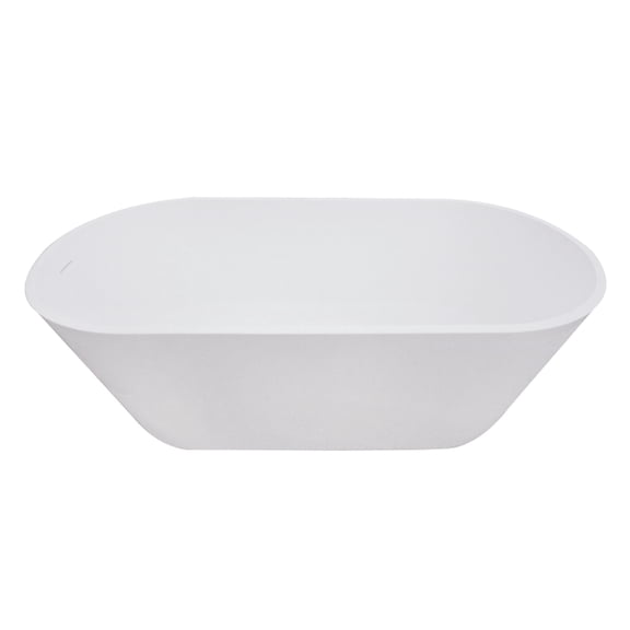Kingston Brass VRTRS673123 67-Inch Solid Surface Oval Double Ended Freestanding Tub with Drain in Matte White
