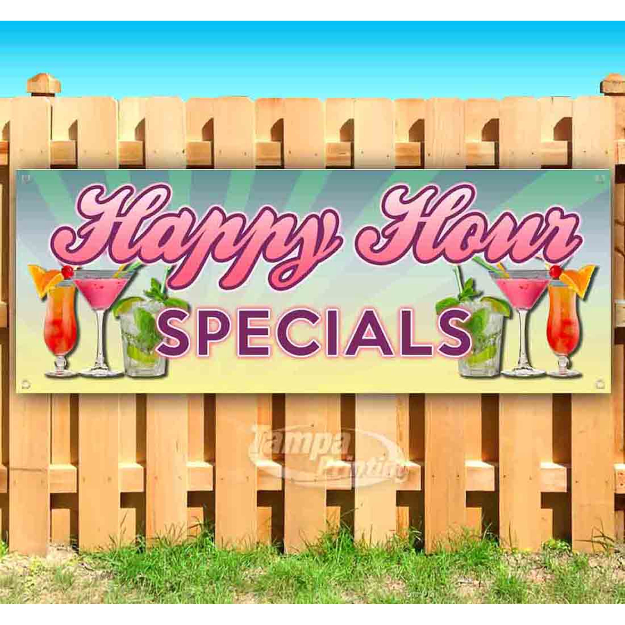 Happy Hour Specials 13 oz Vinyl Banner With Metal Grommets