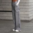 thumbnail image 6 of Lenpel Wide Leg Cargo Pants for Women Baggy Lightweight Travel Hiking Trousers Fashion Streetwear Pants, 6 of 7