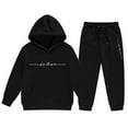 thumbnail image 4 of GBSYEWXS Casual Children Girls Outfits Sets Hooded Letter Print Athleisure Fashion Black Outfit Set Size 5-6 Years, 4 of 4