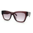 thumbnail image 4 of Womens Classic Understated Thick Horn Rim Designer Fashion Sunglasses All Purple, 4 of 7