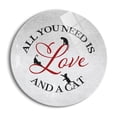 thumbnail image 1 of All You Need Love And Cat Grey Black Cats 24 inch Glass Round Wall Hanging Sign, 1 of 4