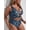 Blue Leopard, variant on L-4XL Plus Size Leopard Print Cutout One-Piece Swimsuit, Tummy Control Tie-Front Bathing Suit for Women