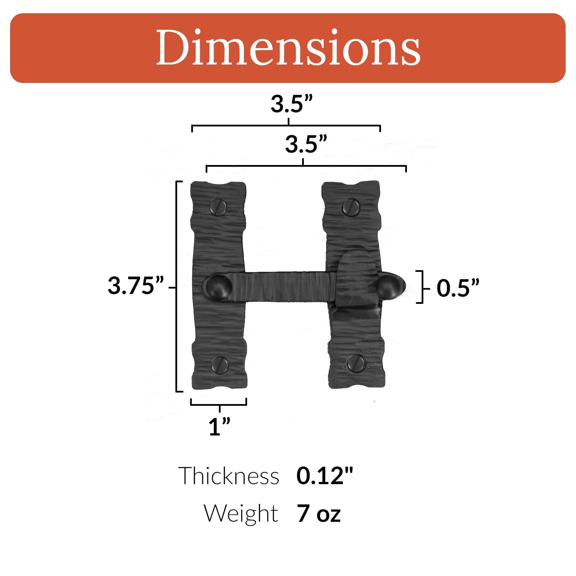 3.5 inch Decorative Bar Flip Latch- Black - Small Latch - Gate Hardware Wrought Iron Decorative Hardware Hook Latch Attic Door Latch - The Sinaloa Series by Borderland Rustic Hardware