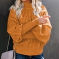 thumbnail image 2 of Duoif Sweaters for Women Trendy Women's Winter New Mid Neck Loose Long Sleeve Knitted Solid Color Sweater Women's Sweaters Yellow XXXL, 2 of 6
