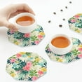thumbnail image 7 of Pofeuu Tropical Flowers Print Leather Coasters Set of 6, Round Cups Mugs Mat Pad for Home Kitchen Heat Resistant Drink Coasters,Octagon, 7 of 7