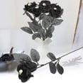 thumbnail image 4 of Gustave 10Pcs Halloween Decor Artificial Roses Fake Flowers Bouquet with Skull Faux Black Silk Roses Flowers Bundles for Home Party Wedding Decoration, 4 of 9
