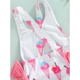 thumbnail image 6 of Hirigin Toddler Kids Baby Girl Swimsuit One Piece Ruffle Doughnut/Ice Cream Print 3D Bow Backless Swimwear Bathing Suit 1-6T, 6 of 8