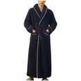 thumbnail image 5 of VANLOFE Unisex Warm Pajamas Household Clothes Solid Bathrobe Lengthened Night-robe Man's Nightgown Casual Robes Navy Robes Sleepwear for Woman M, 5 of 7