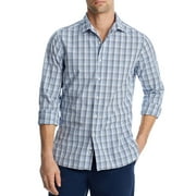 The Men's Store at Major Dept Store Casual Stretch Plaid Slim Shirt Blue-Medium