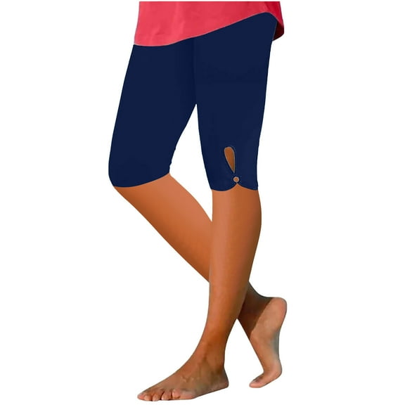 Short Leggings for Women Solid Color High Waisted Cycling Legging Shorts Workout Tights Running Sports Knee Length Shorts Gym Yoga Pants Size 8-18