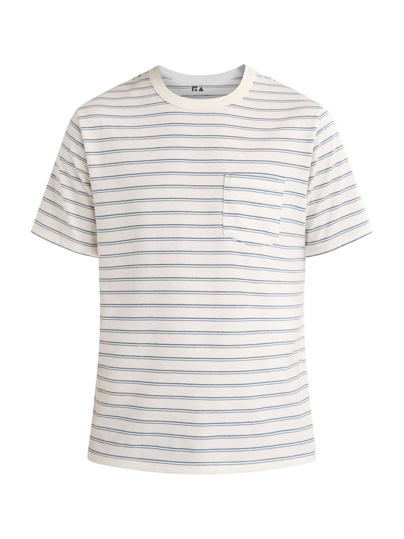 Tシャツ・カットソー ^ ^ Men's Relaxed Fit Stripe Jacquard Pocket Shor Free Assembly Men's Jacquard Stripe Pocket Tee with Short