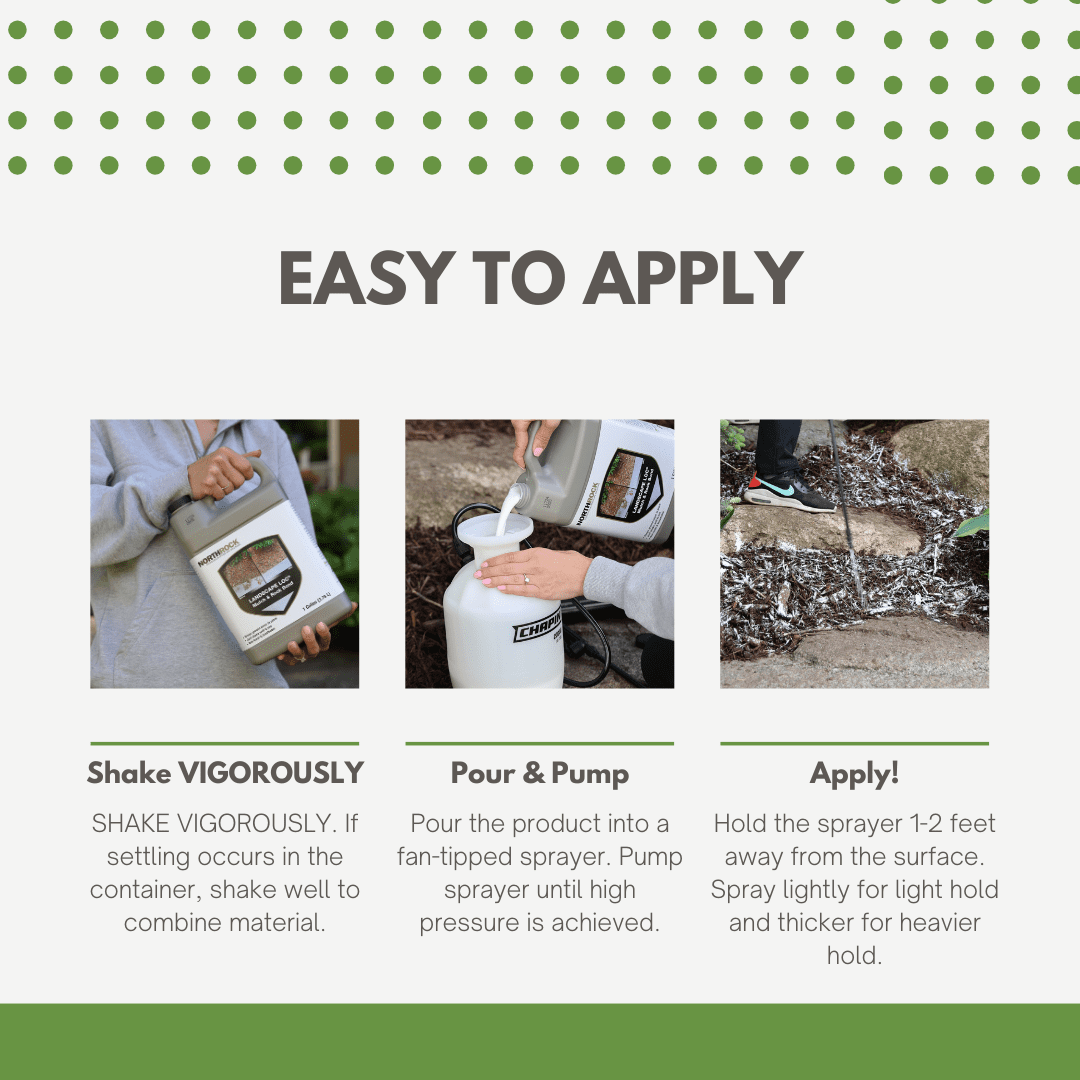Landscape Loc Mulch and Rock Bond, 1 Gallon with Binds Mulch, Rock, Bark, Gravel, Dries Clear