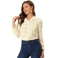 thumbnail image 1 of Allegra K Blusa Informal De Manga Larga Con Volantes Florales Y Cuello En V Para Mujer Crema S, 1 of 4