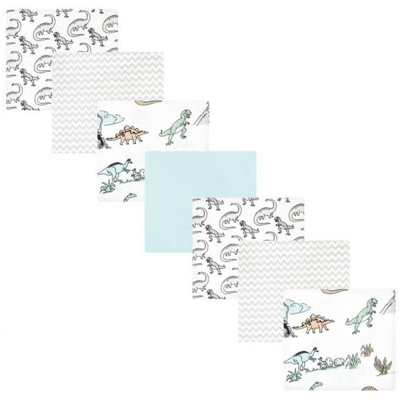 Hudson Baby Cotton Flannel Receiving Blankets Bundle, Neutral Dino World, One Size