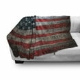 thumbnail image 3 of American Flag Soft Flannel Fleece Blanket, Royalty Flag Textured US Backdrop on Damaged Board Plate Design Artwork Print, Cozy Plush for Indoor and Outdoor Use, 60" x 80", Red Grey, by Ambesonne, 3 of 6