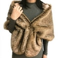 thumbnail image 5 of XMMSWDLA Women's Faux Fur Collar Scarf Wrap Cold Winter Warmer Khaki Shawls and Wraps, 5 of 6