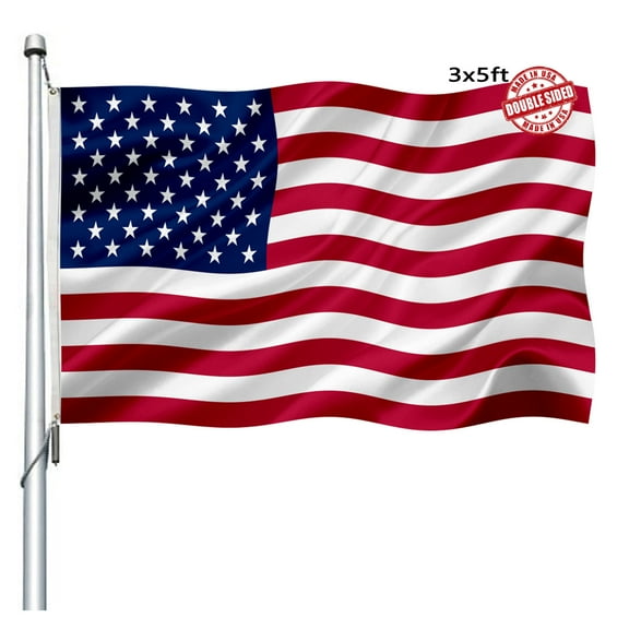 Double Sided American US Flag 3x5 FT Outdoor- UV Fade Resistant 3Ply United States Flags Canvas Header with 2 Brass Grommets