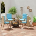 thumbnail image 3 of Jordan Manufacturing 44" x 22" Celosia Ice Blue Crosshatch Rectangular Outdoor Chair Cushion with Ties and Hanger Loop, 3 of 14