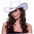 thumbnail image 2 of Sombrero de vaquero para mujer, con lentejuelas de ala ancha, sombrero de vaquero occidental, accesorio de fiesta para adultos, sombrero blanco, One Size, 2 of 3