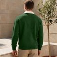 thumbnail image 4 of UDAUDU Mens Casual Cotton Polo Sweatshirts Comfortable Long Sleeve Color Block Button Collared Fall Winter Fleece Pullover Shirts Dark Green L, 4 of 5