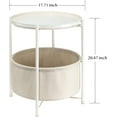 thumbnail image 5 of danpinera Side Table with Fabric Storage Basket End Table with Removable Tray for Living Room, Bedroom - White, 5 of 5