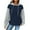 Dark Blue, variant on WREESH Women's Color Block Waffle Hoodie Casual Long Sleeve Drawstring Sweatshirt Top Green